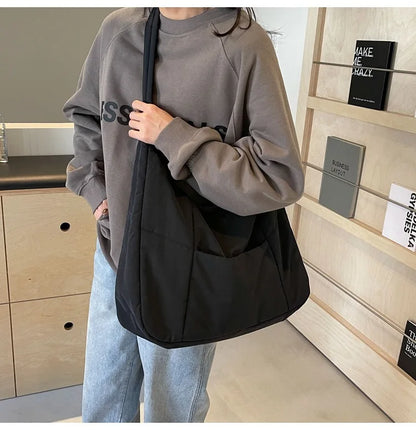 Trendy Women's Soft Cloth Shoulder Bag Solid Color Student 2026 Spring Y2k Casual Style Big Handbags Crossbody Bags for Women Beauty World Shop