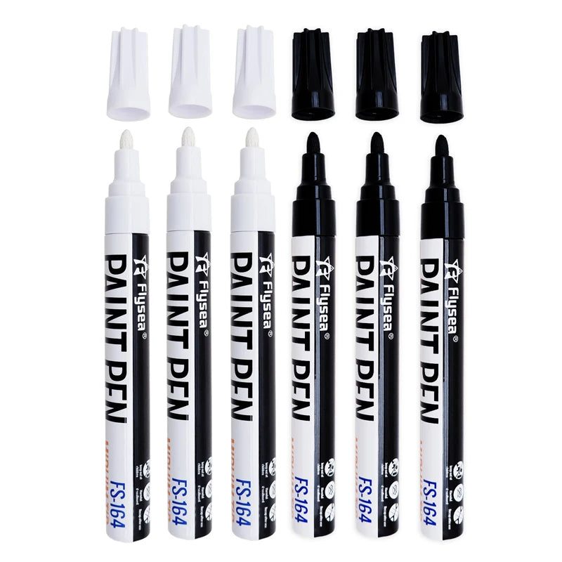 Black/White Oil Based Paint Pens, Permanent Marker for Metal, Wood, Canvas, Fabric, Plastic, Tire, Glass, Waterproof Beauty World Shop