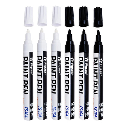 Black/White Oil Based Paint Pens, Permanent Marker for Metal, Wood, Canvas, Fabric, Plastic, Tire, Glass, Waterproof Beauty World Shop