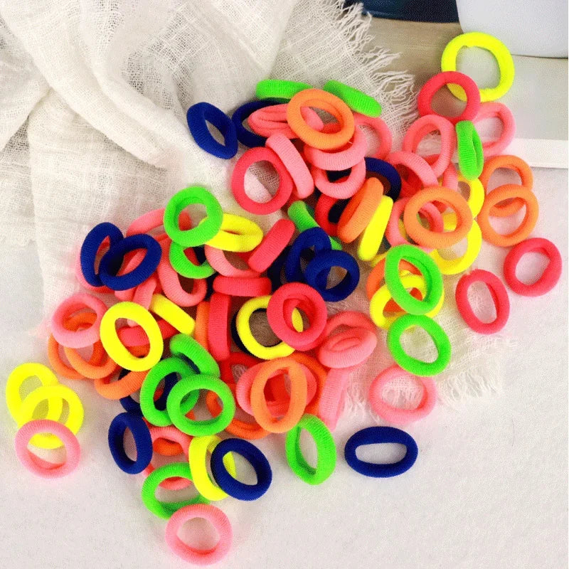 200PCS Women Girls Colorful Nylon Elastic Hair Bands Ponytail Hold Small Hair Tie Rubber Bands Scrunchie Hair Accessories Beauty World Shop