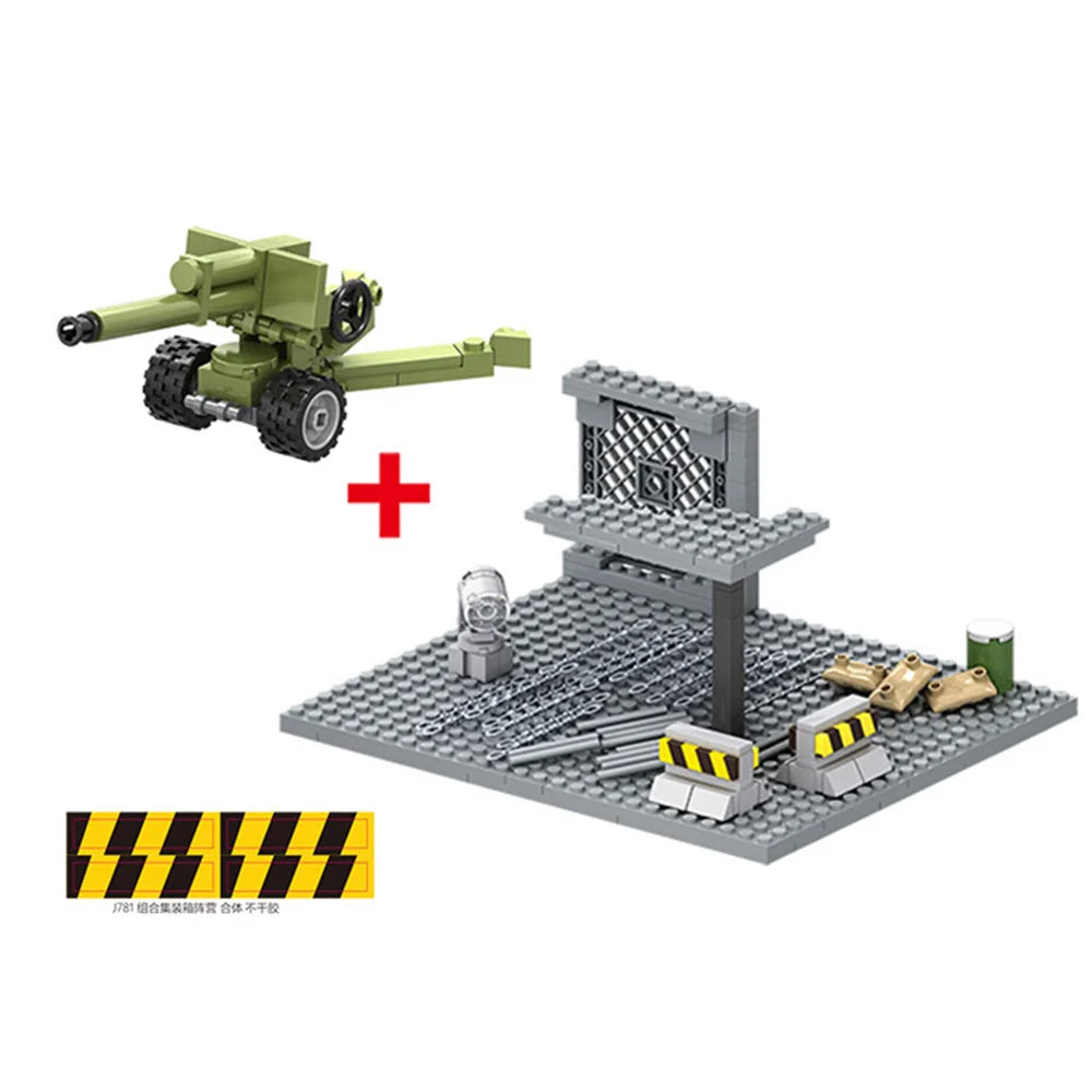 World War 2 WW2 Army Military Soldiers SWAT Police Container Weapon Cannon Base Model Building Blocks Bricks Children's Toys Beauty World Shop