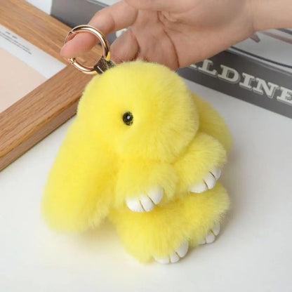 Fluffy Bunny Keychain - Plush Play Dead Rabbit Doll with Bow, Cute Animal Keychain Toy for Kids Girls, Soft Furry Gift Beauty World Shop