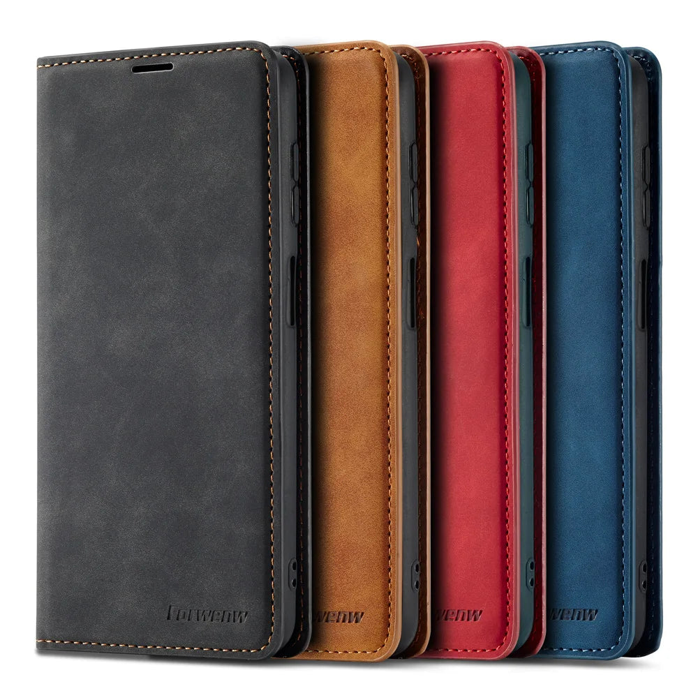 Leather Phone Case For Samsung S26 S25 edge S24 S23 FE S22 Ultra S21 S20 S10 Plus Note 20 10 9 Magntic Flip Card Wallet Cover Beauty World Shop