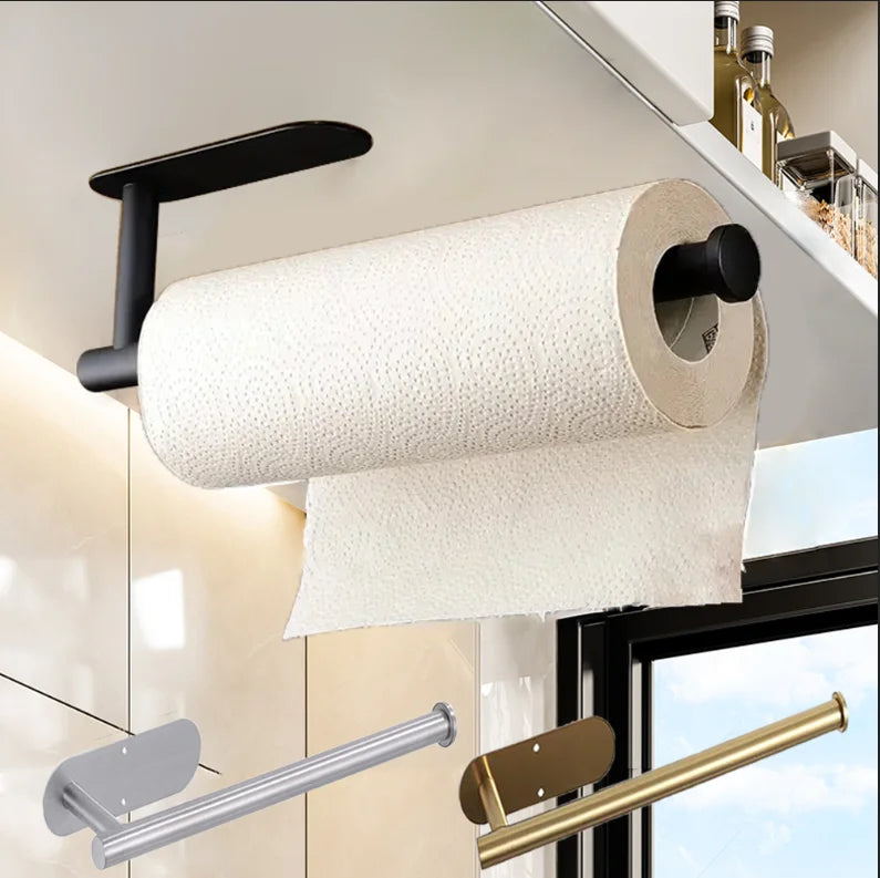 Kitchen Paper Towel Holder Adhesive Tissue Hanger Toilet Roll Paper Dispenser Cabinet Storage Napkin Rack Bathroom Accessories Beauty World Shop