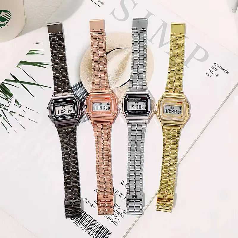 F91W Non-Waterproof Steel Band Watch For Women, Men, Business Clock, Multi-Functional LED Digital Sports Watch, Electronic Clock Beauty World Shop