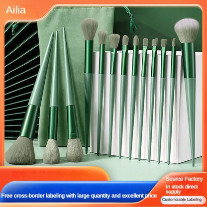 13purpleflower holly leaf makeup brush suit soft hair face powder highlight blush brush eye shadow brush full set of beauty tool Beauty Fashion