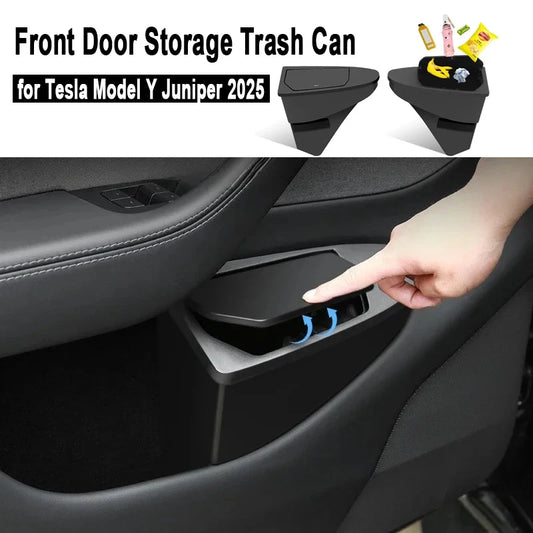 Front Door Storage Trash Can for Tesla Model Y Juniper 2025 Car Door Storage Box Multi Functional Storage Box Car Accessories Beauty World Shop