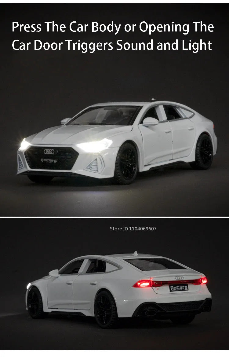1:32 Audi RS7 Sportback Model Toy Cars Alloy Diecast 6 Doors Opened with Pull Back Rubber Tires Ornament Vehicle Toys Gifts Beauty World Shop