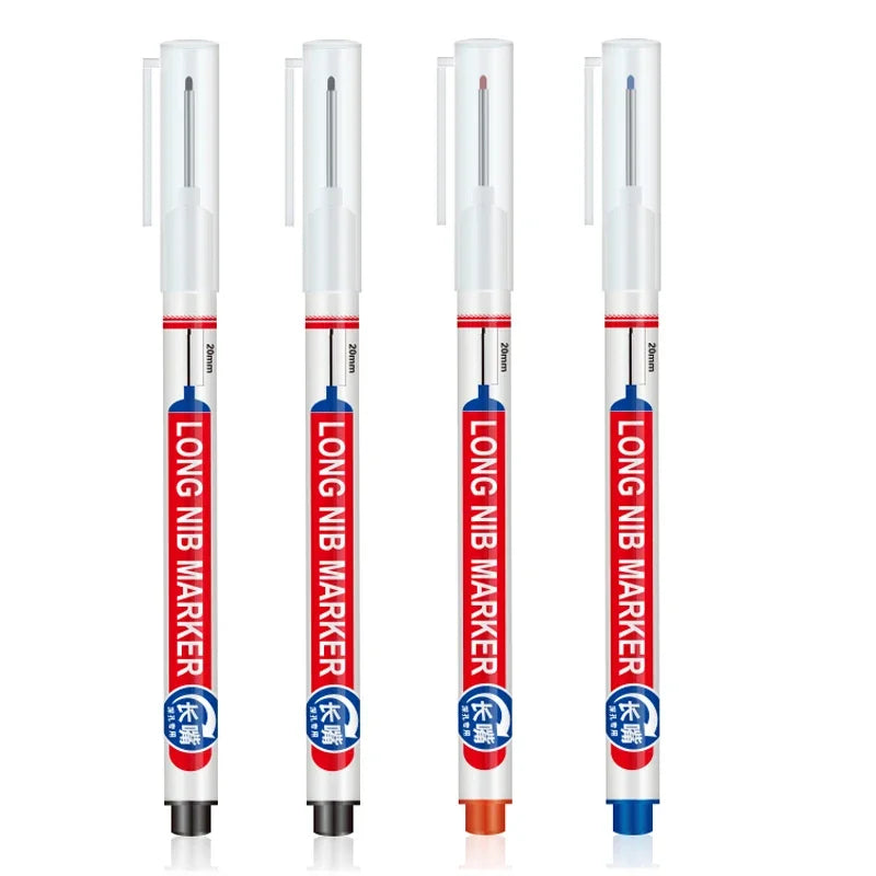 4Pcs/Set 20mm Deep Hole Long Nib Head Markers For Metal Perforating Pen Waterproof Bathroom Woodworking Decoration Multi-Purpose Beauty World Shop