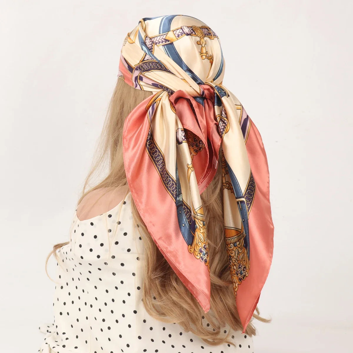 90*90cm Silk Scarf Scarftop Headwraps Women Four Seasons Hair Scarve Hijab Foulard Iuxe Bandana Femme Headscarf Beauty World Shop