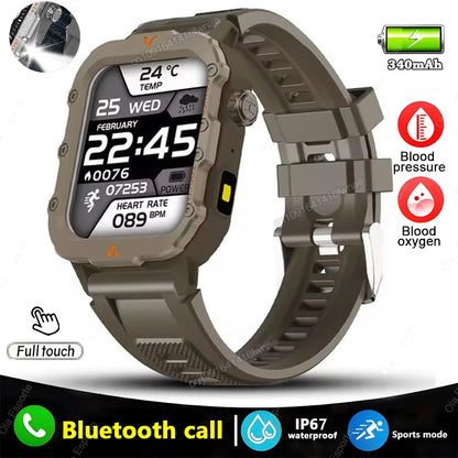 New Military GPS Smart Watch Men Flashlight Compass Waterproof Outdoor Sports Tracker Bluetooth Calls Smartwatch For Android IOS