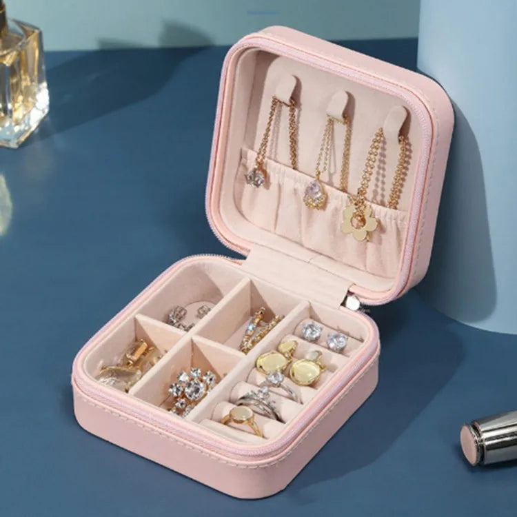 Portable Mini Jewelry Storage Box Travel Organizer Jewelry Case Leather Storage Earrings Necklace Ring Jewelry Organizer Display Beauty World Shop