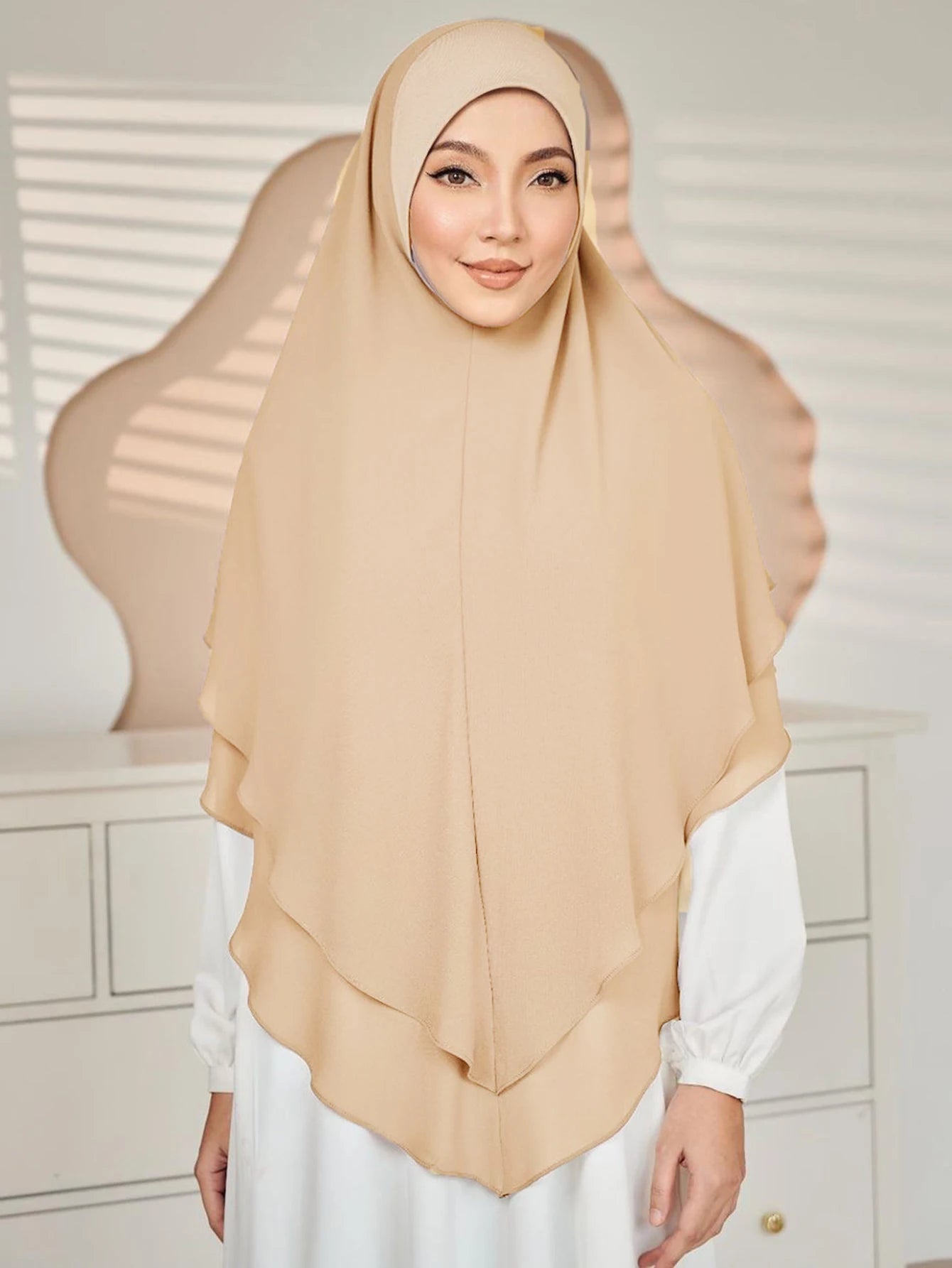 1pc Ready to Wear Instant Hijabs Double layered Chiffon Solid Headscarf Foulard Femme Musulman Shawl Wrap Bandana Beauty World Shop