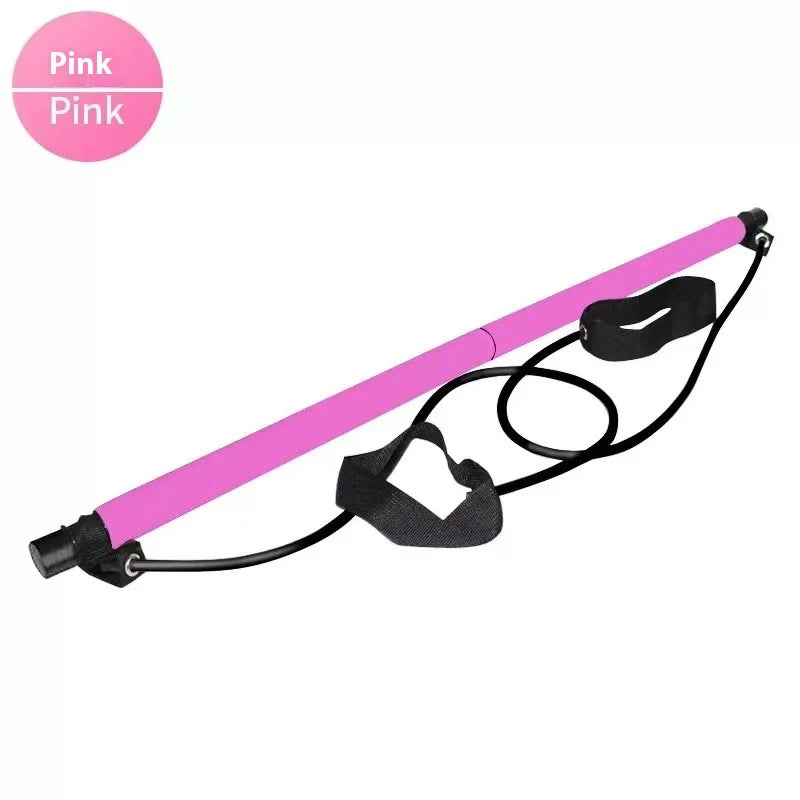 Pilates Stick - Adjustable Fitness Bar for Home Workout, Yoga, Stretching & Toning - Portable Exercise Rod with Elastic Bands Beauty World Shop