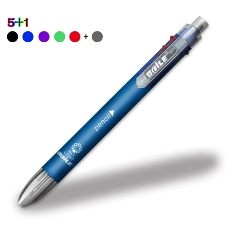 6 In 1 Multicolor Ballpoint Pens 5 Colors Ball Pen 1 Automatic Pencil With Eraser For School Office Writing Supplies Stationery Beauty World Shop