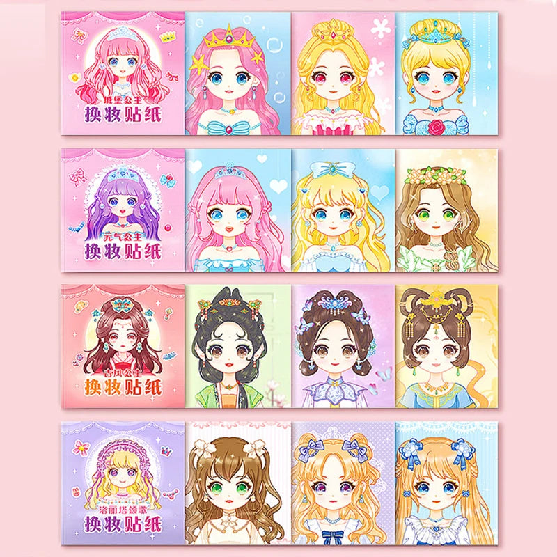 1set Toy Puzzle Stickers Reusable for Girls Cartoon Princess Make a Face Stickers Handicrafts Creative Kids Stickers Beauty World Shop