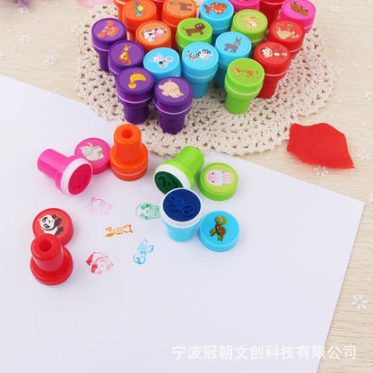 10pcs Assorted Stamps for Kids Self-ink Stamps Children Toy Stamps Smiley Face Seal Scrapbooking DIY Painting Photo Album Decor Beauty Fashion