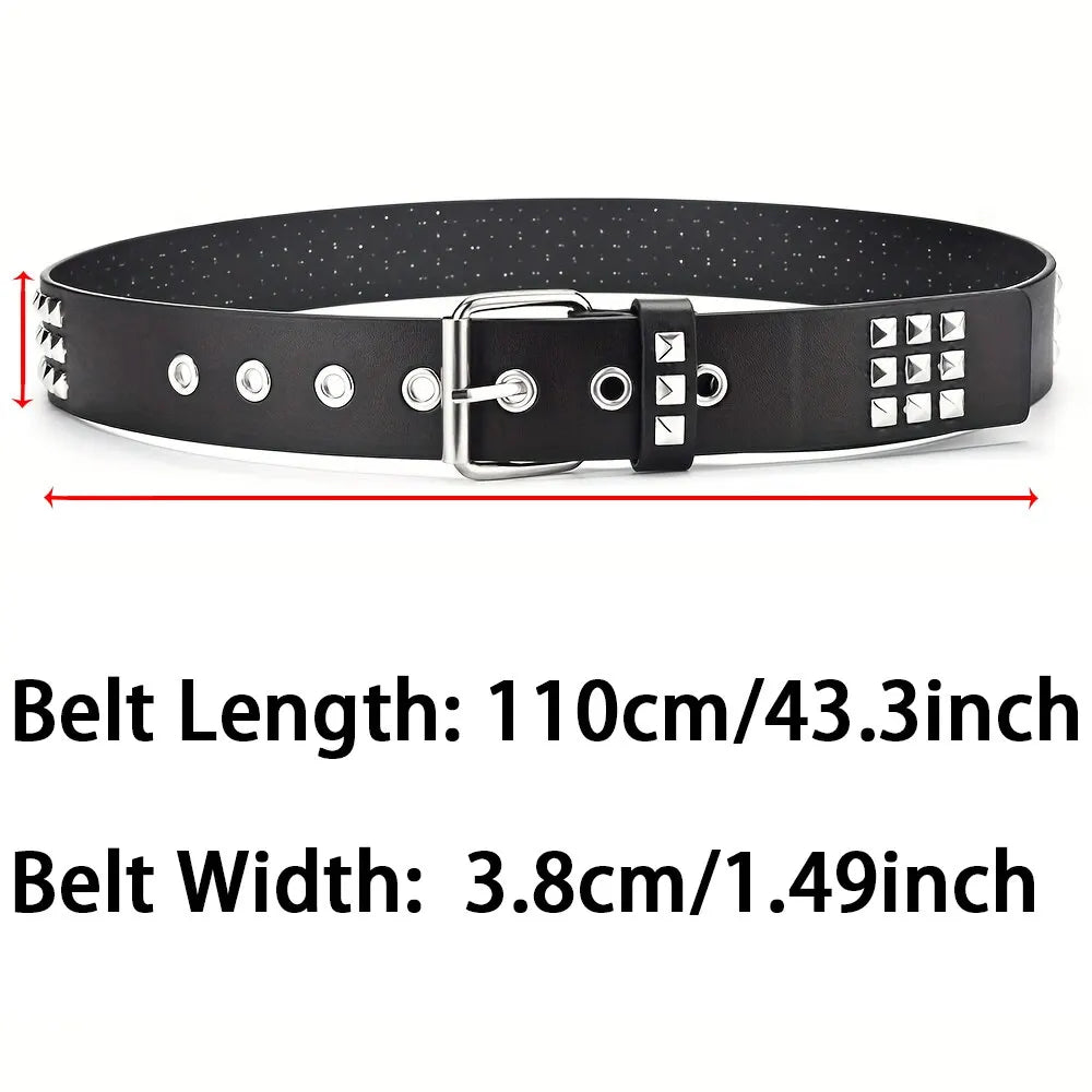 Fashion New Square Bead Rivet Belt Metal Pyramid Belt Men and Women Punk Hardware Jeans Belt Y2K Belt Designer Belt Women's Belt Beauty World Shop