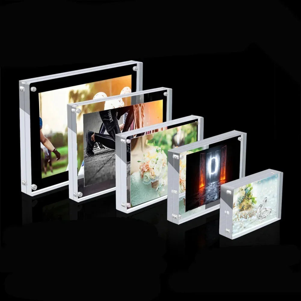 1 Pc Transparent Photo Frame Acrylic Magnetic Display Frame Poster Display Stand 3/5mm For Room Desk Home Decoration Beauty World Shop