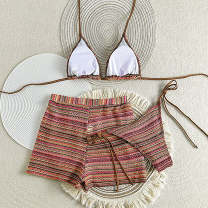 New Sexy Striped Bikinis Female Swimsuits Women 3 Piece Swimwear Beach Swim Wear Bathing Suits Brazilian Bikini Set Pool Bather Beauty World Shop