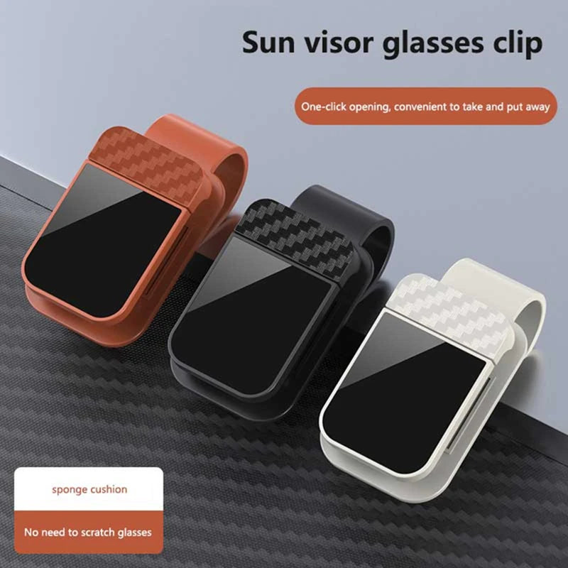 Car Carbon Fiber Eyeglass Clip Multifunctional Car Sunglasses Frame Ticket Clip Horizontal Sunshade Sunglasses Storage Product Beauty World Shop