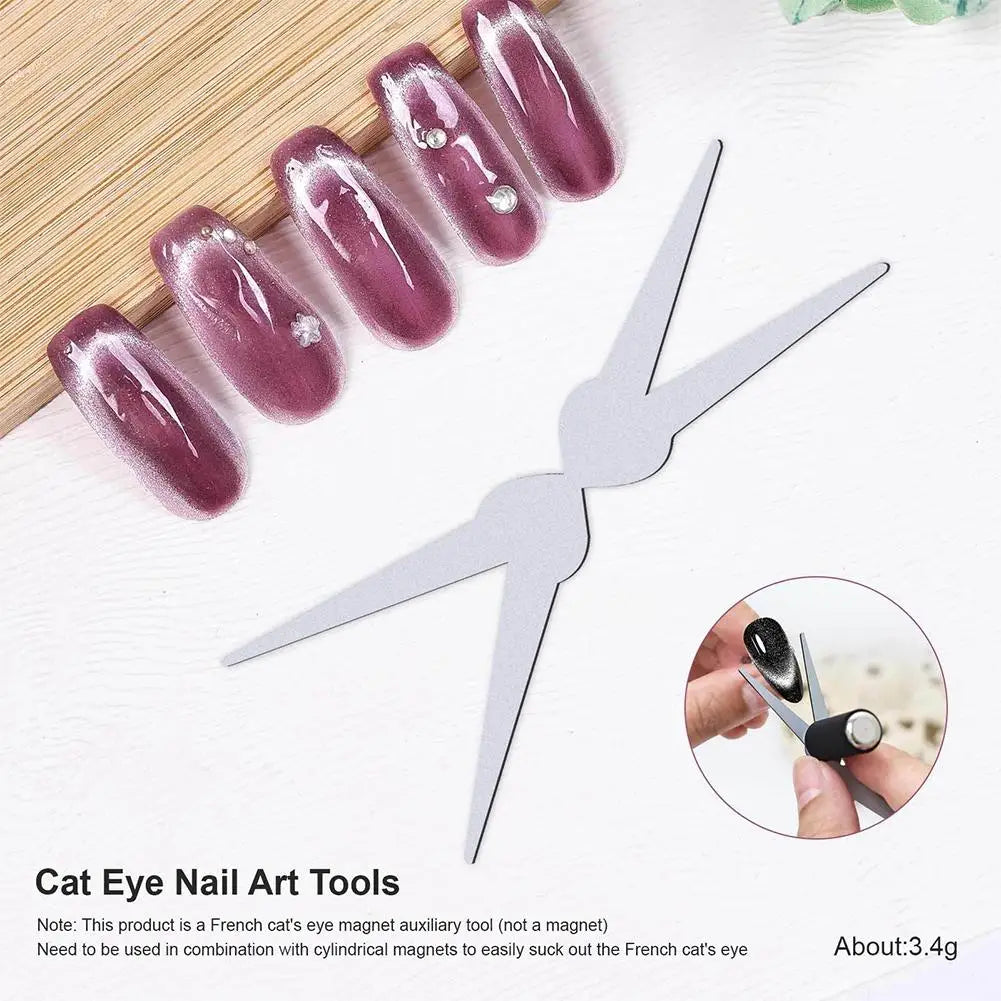Double-head French Nail Art Magnet Set Cat Eye Magnetic Rod Combination Nail Art DIY V-Shaped Effect Gel Nail Polish Magnet Beauty Trend Shop