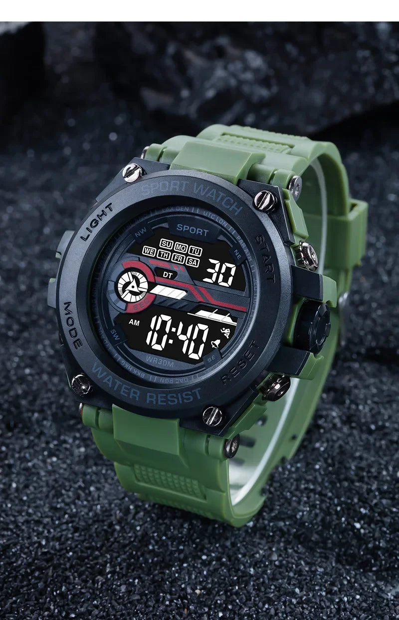YIKAZE Men's Sports Watch Waterproof Man Sport Watches Multifuction LED Digital Military Watch Alarm Clock Electronic Wristwatch Beauty World Shop