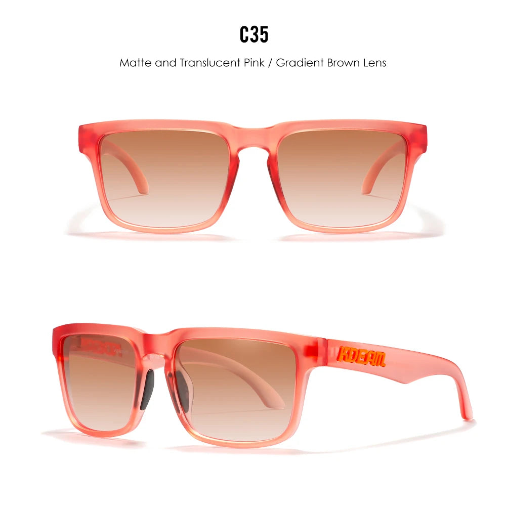 KDEAM Men's Polarized Sunglasses Square Casual Outdoors Sun Glasses Women Unisex Sunglass For Couple With Zipper Case Beauty World Shop