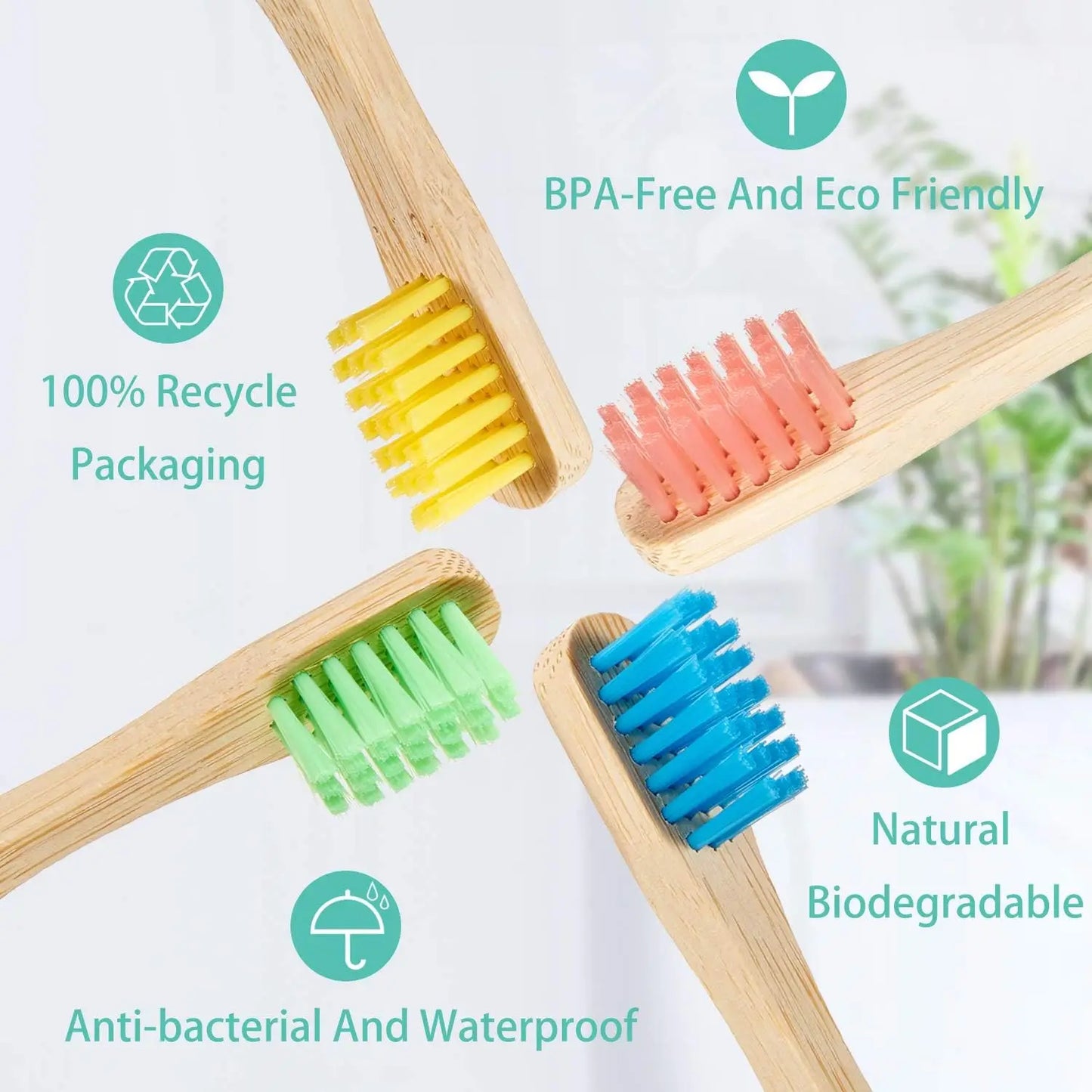 10pcs Round Handle Adult & Children Natural Eco Friendly Travel Tooth Teeth Brush Bamboo Toothbrush With Medium Hard Bristlesth Beauty World Shop