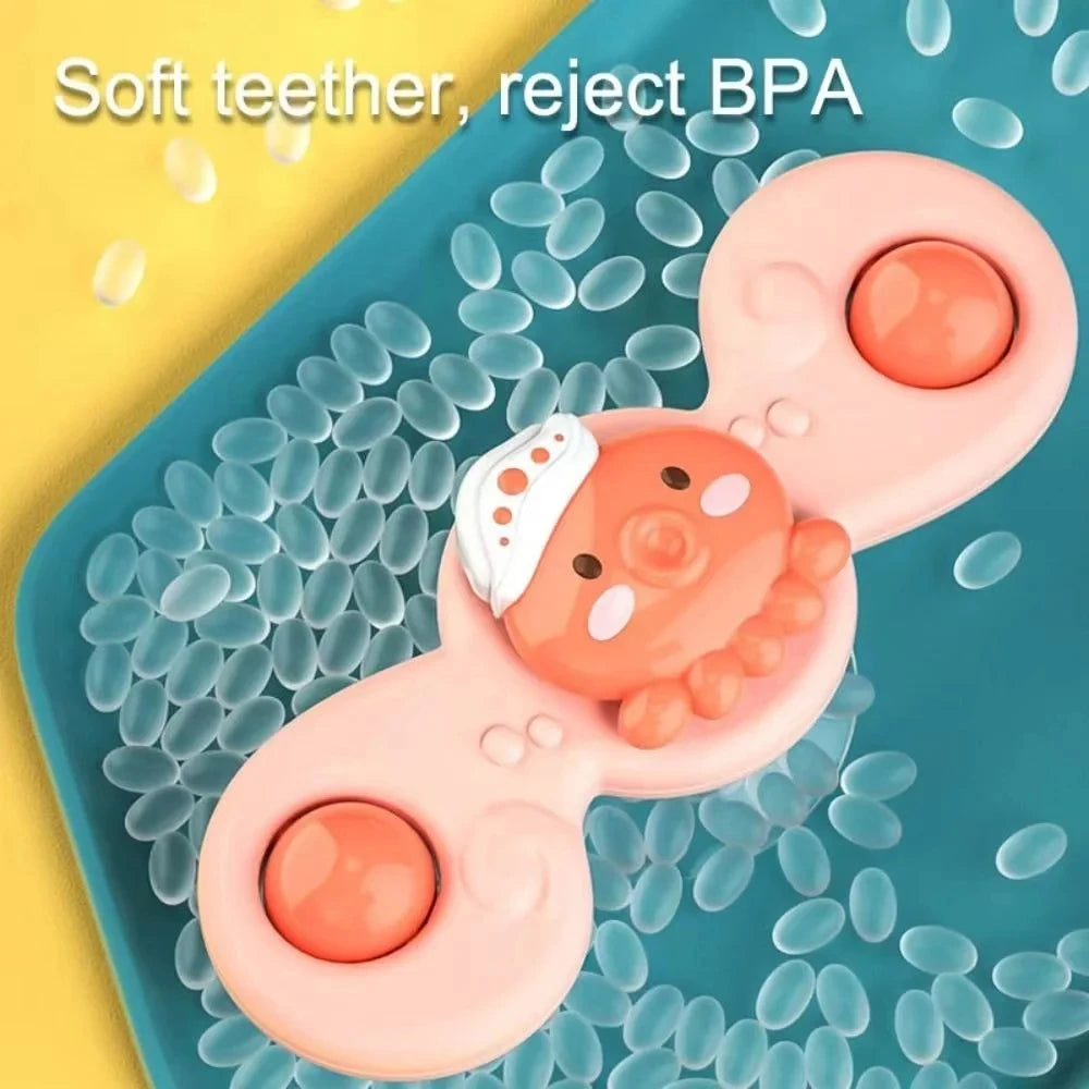 3Pcs/Set Baby Bath Toys Funny Bathing Sucker Spinner Suction Cup Cartoon Rattles Fidget Educational Toys For Children Boys Beauty Fashion