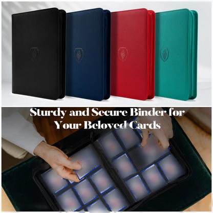 9 Pocket Zipper Card Binder, 360 Trading Card Holder Book, Premium PU Cover Zip Binder for Cards, Durable Side Loading Card Beauty World Shop