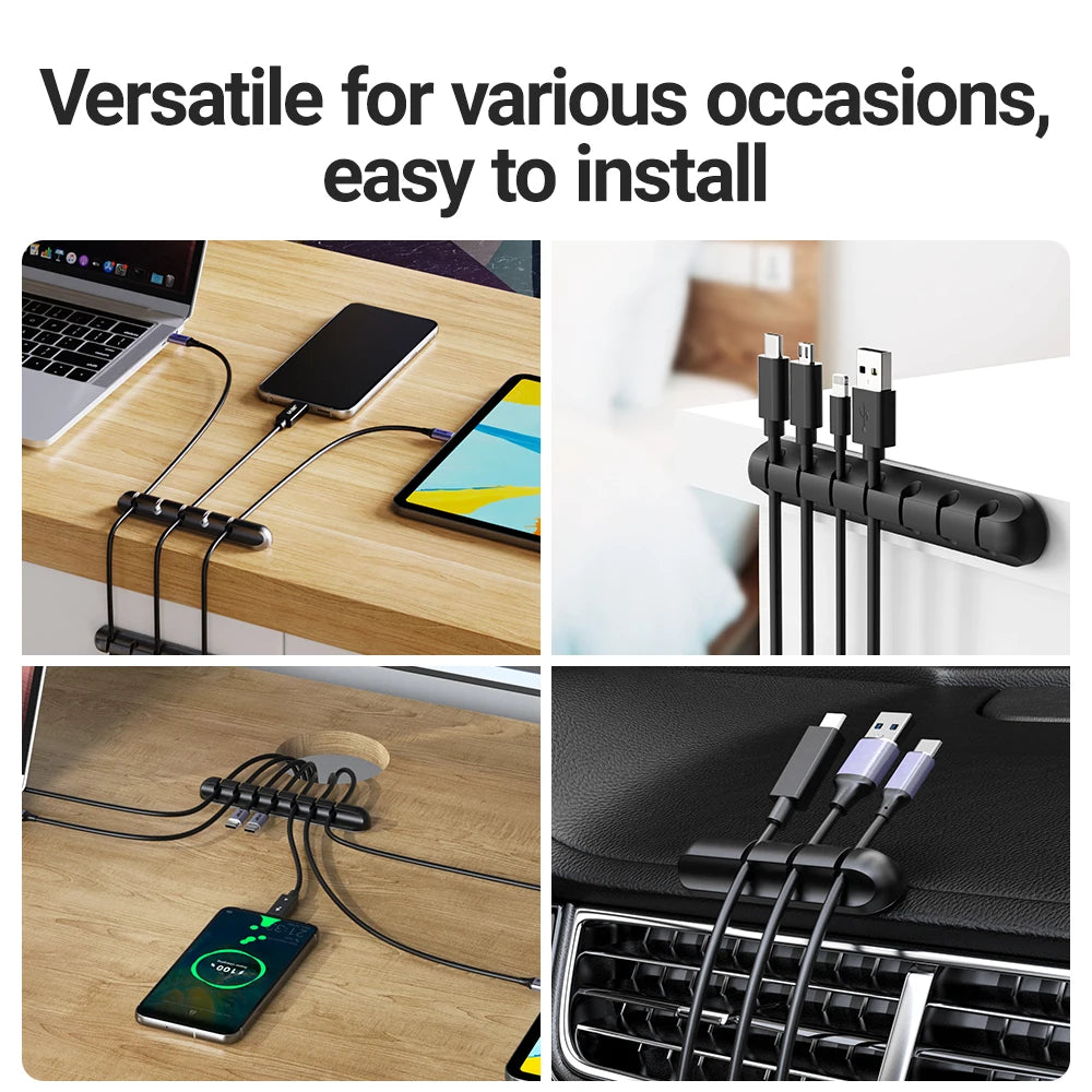 Adhesive Cable Holder Clips Cord Management Wire Organizer for Desktop USB Charging Cable Nightstand Power Cord Mouse Cable Beauty World Shop