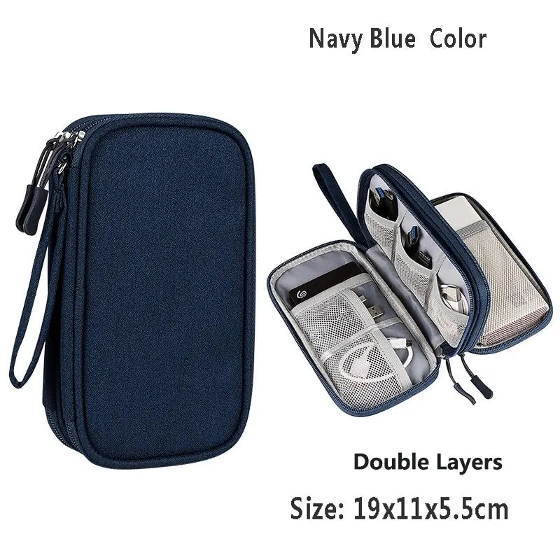 Data Cable Storage Bag Waterproof Portable Carry Case  Storage Bag Travel Organizer Bag for Cable Cord USB Charger Beauty World Shop