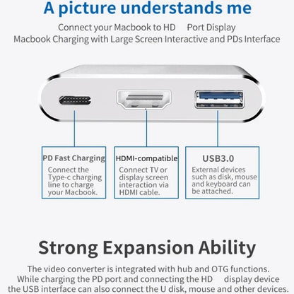3 In 1 Usb-C Usb Hub Male To Female Hdmi-Compatible 4k Usb 3.1 Type-C To Usb 3.0 Charging Adapter For Macbook Air 12 Converter Beauty World Shop
