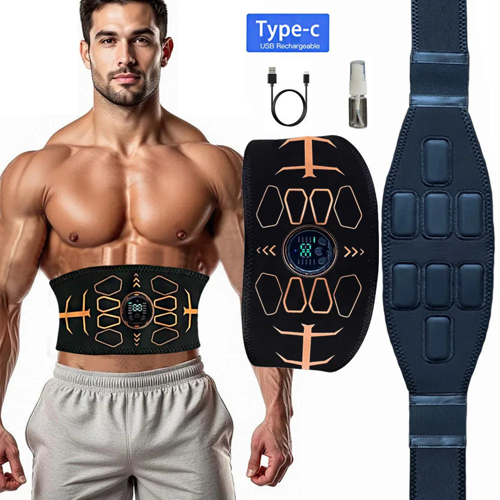 Muscle Toner Smart Abdominal Toning Belt EMS Muscle Stimulator Ab Trainer USB Charge Body Massager Weight Loss Fitness Equipment Beauty World Shop