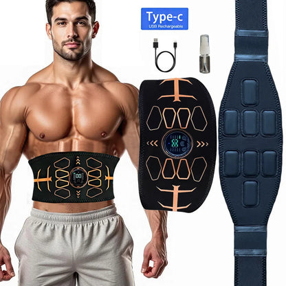 Muscle Toner Smart Abdominal Toning Belt EMS Muscle Stimulator Ab Trainer USB Charge Body Massager Weight Loss Fitness Equipment Beauty World Shop