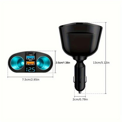 Multiple Devices Can Be Charged at the Same Time with Digital Display Car Charg Dual-port Car Charger Adapter Beauty World Shop