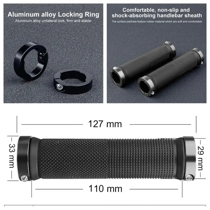 Bicycle Rubber Grips Alloy Lock Non-Slip Rubber Bicycle Handlebar Grips Double Aluminum Lock on Locking Bicycle Handlebar Grips Beauty World Shop