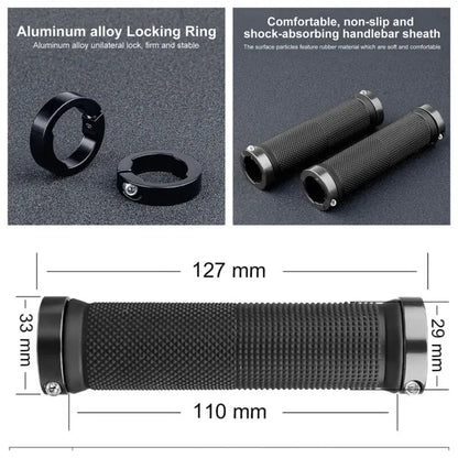 Bicycle Rubber Grips Alloy Lock Non-Slip Rubber Bicycle Handlebar Grips Double Aluminum Lock on Locking Bicycle Handlebar Grips Beauty World Shop