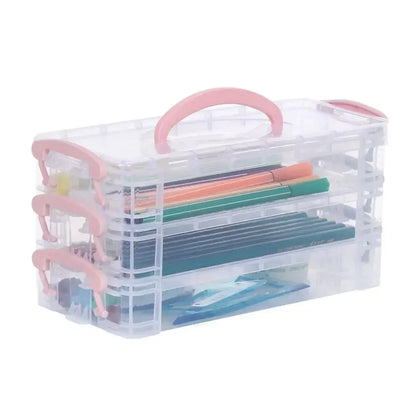 3/6-layer Paintbrush Box Watercolor Detachable Pen Storage Box Color Multi-function Stationery Organizer School Supplies Beauty World Shop
