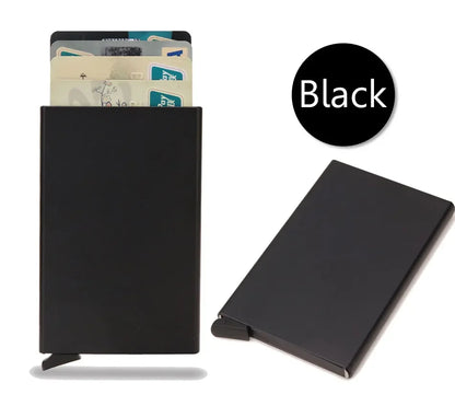 Rfid Credit Card Holder Metal Thin Slim Smart Wallet Men Women Wallets Pop Up Minimalist Small Black Purse Mini Walets for Men Beauty World Shop
