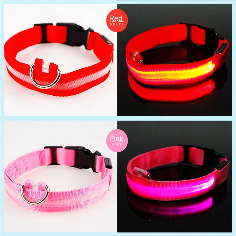 USB Rechargeable Luminous Collar Adjustable Led Glowing Dog Collar for Large Small Dogs Cat Night Light Collar Pet Safety Harnes Beauty World Shop