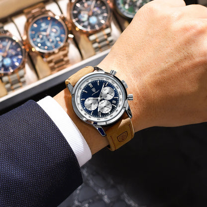 POEDAGAR Top Brand Men's Quartz Watch Waterproof Luminous Chronograph Military Man Watch Luxury Fashion Leather Watches For Men Beauty World Shop