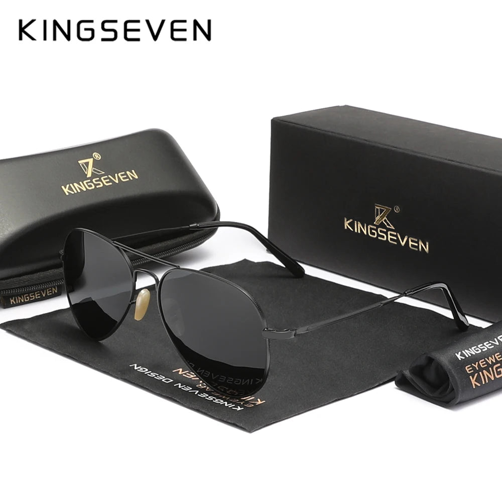 KINGSEVEN Pilot Alloy Sunglasses Polarization UV400 Anti-reflection Full Frame Parsnip Glasses Women Retro Luxury Eyewear Beauty World Shop
