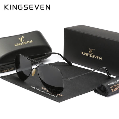KINGSEVEN Pilot Alloy Sunglasses Polarization UV400 Anti-reflection Full Frame Parsnip Glasses Women Retro Luxury Eyewear Beauty World Shop