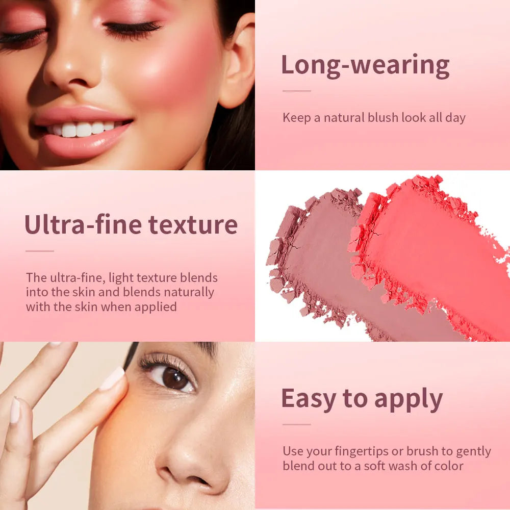 Face Blusher Matte Natural Cheek Tint Brighten Face Pink Red Face Contouring Cosmetics Blush Powder Soft Female Makeup Beauty World Shop