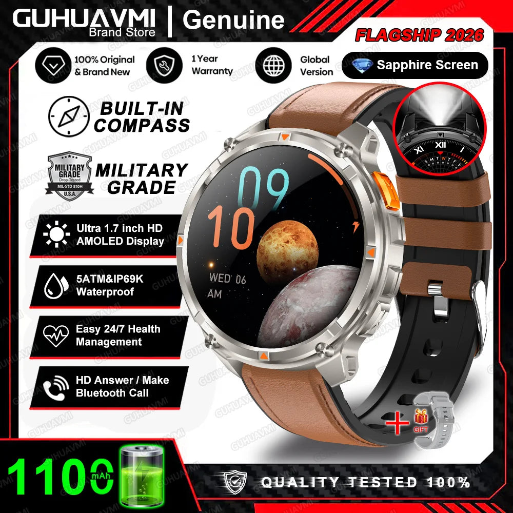 2026 New T-Rex3 Pro 1100mAh Battery Smart Watch GPS path 5ATM Waterproof Sports Run tracker Outdoors Compass Military Smartwatch Beauty World Shop