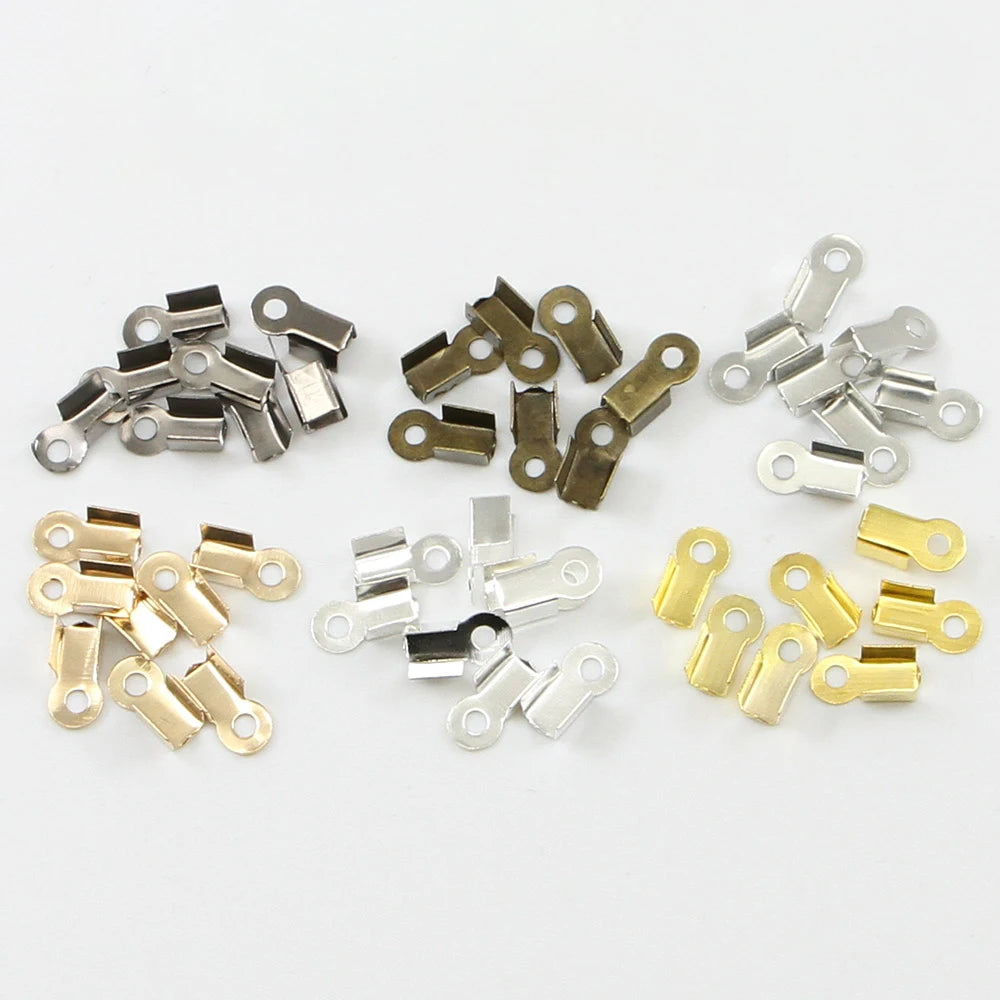 200pcs/lot Cove Clasps Cord End Caps String Ribbon Leather Clip Tip Fold Crimp Bead Connectors For Jewelry Making DIY Supplies Beauty World Shop
