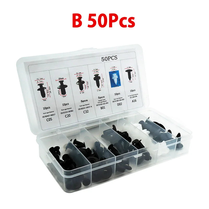 Auto Fastener Clip Mixed Car Body Push Retainer Pin Rivet Bumper Door Trim Panel Fastener Kit Car Clip 100/50 Box /Bag packaging Beauty World Shop