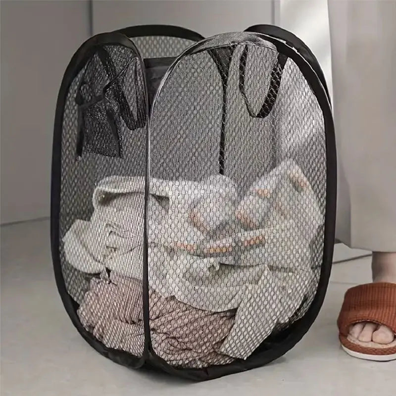 Mesh Pop-up Laundry Basket, Laundry Basket, Foldable Dirty Clothes Storage Basket, Large Capacity Storage Basket Beauty Fashion